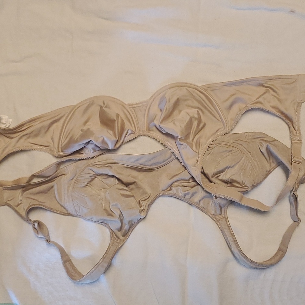 Two 36D bras both tan and comfy, in lightly worn shape.
